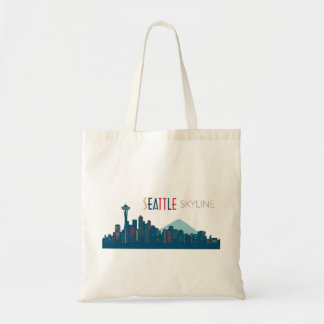 Seattle Skyline Blue Tote Bag