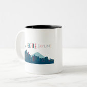Seattle Skyline Blue Tweekleurige Koffiemok (Voorkant links)