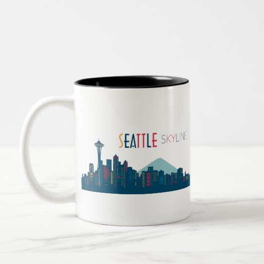 Seattle Skyline Blue Tweekleurige Koffiemok (Links)