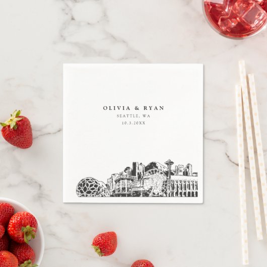 Seattle Skyline bruiloft papier cocktail servet (Insitu)