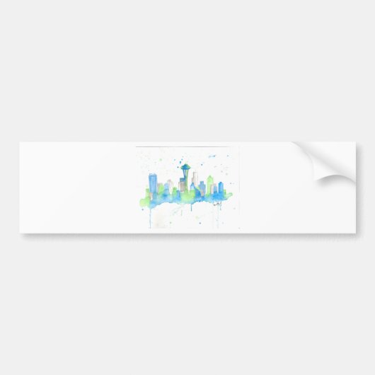 Seattle Skyline Bumpersticker (Voorkant)
