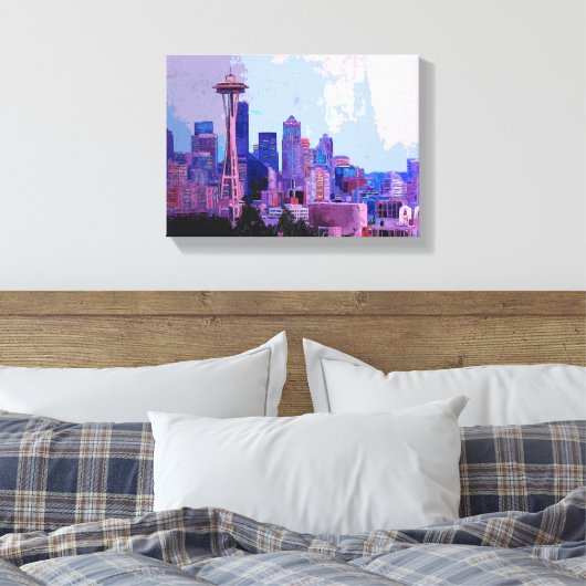 Seattle Skyline Canvas Afdruk (Insitu (Slaapkamer))