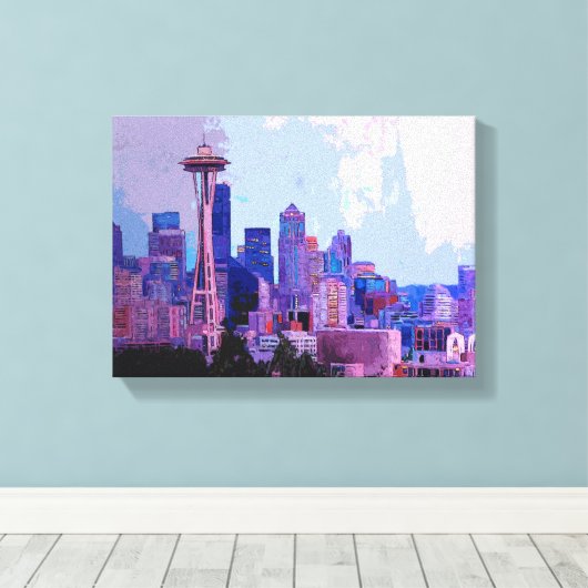 Seattle Skyline Canvas Afdruk (Insitu (Houten vloer))