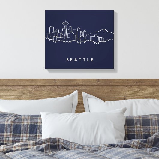 Seattle Skyline Canvas Afdruk (Insitu (Slaapkamer))