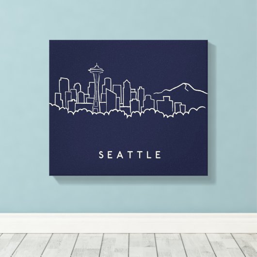 Seattle Skyline Canvas Afdruk (Insitu (Houten vloer))