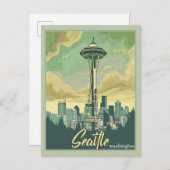 Seattle Skyline - een vintage reis Briefkaart (Voorkant / Achterkant)