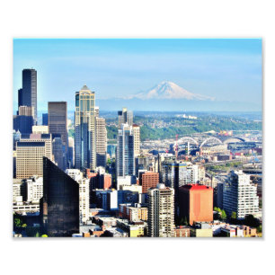 Seattle Skyline Foto Afdruk