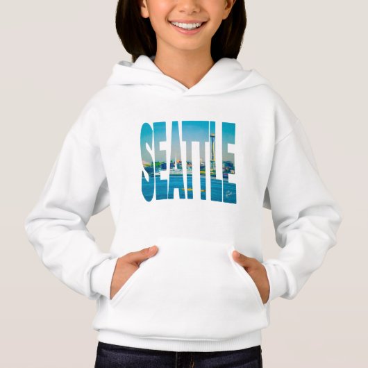 Seattle Skyline FotoTypografie Moderne Waterverf (Voorkant)