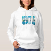 Seattle Skyline FotoTypografie Moderne Waterverf Hoodie (Voorkant)