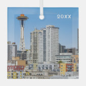 Seattle Skyline, Glass Ornament (Voorkant)