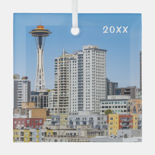 Seattle Skyline, Glass Ornament (Voorkant)