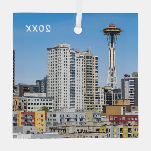 Seattle Skyline, Glass Ornament (Achterkant)