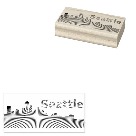 Seattle skyline grafisch in zwart-wit rubberstempel (Gestempeld)