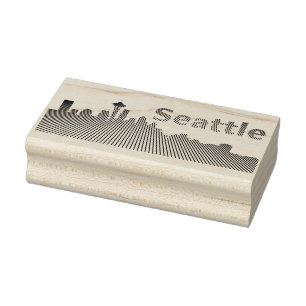 Seattle skyline grafisch in zwart-wit rubberstempel