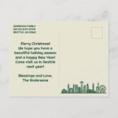 Seattle Skyline Green Christmas Holiday Briefkaart (Achterkant)