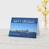 Seattle Skyline Happy Birthday Kaart (Gele Bloem)