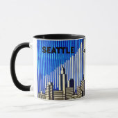 Seattle Skyline in BAUHAUS optische illusie stijl Mok (Links)