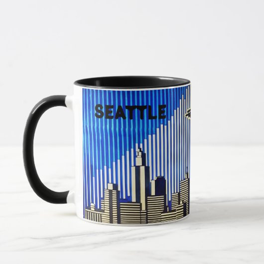Seattle Skyline in BAUHAUS optische illusie stijl Mok (Links)