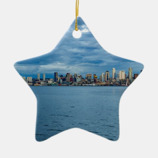Seattle Skyline in Dusk Keramisch Ornament (Voorkant)
