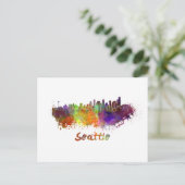 Seattle skyline in waterverf briefkaart (Staand voorkant)