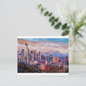 Seattle Skyline met Space Needle en Mt Rainier Briefkaart (Staand voorkant)