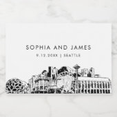 Seattle Skyline Mini Sparkling Wijnetiket (Enkel label)