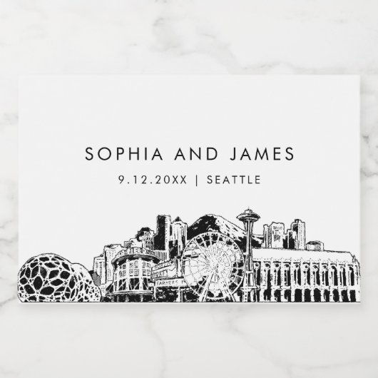 Seattle Skyline Mini Sparkling Wijnetiket (Enkel label)