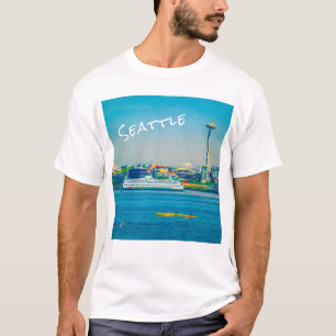 Seattle Skyline Modern Waterverf Unieke T-shirt