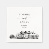 Seattle Skyline moderne bruiloft cocktail Servet (Voorkant)