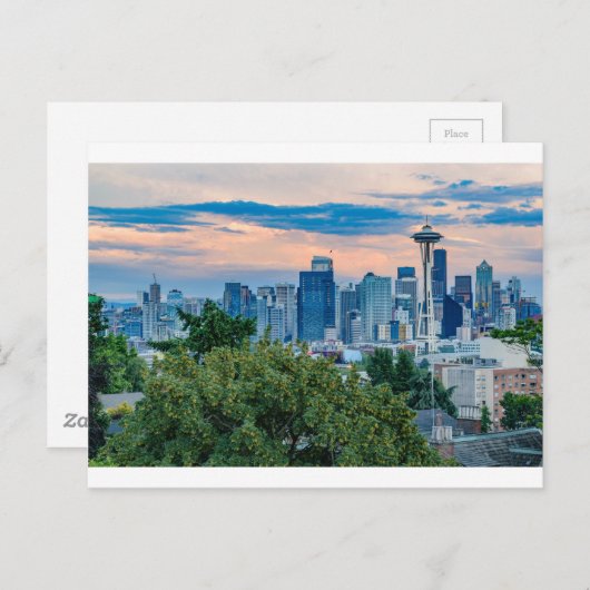 Seattle Skyline op Sunset Briefkaart (Voorkant / Achterkant)