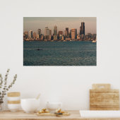 Seattle Skyline op Sunset met Kayaker Print (Keuken)