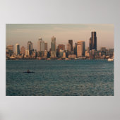 Seattle Skyline op Sunset met Kayaker Print (Voorkant)