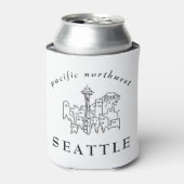 Seattle Skyline Pacific Northwest Minimale Outline Blikjeskoeler (Blikje Voorkant)