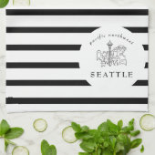 Seattle Skyline Pacific Northwest Minimale Outline Theedoek (Gevouwen)