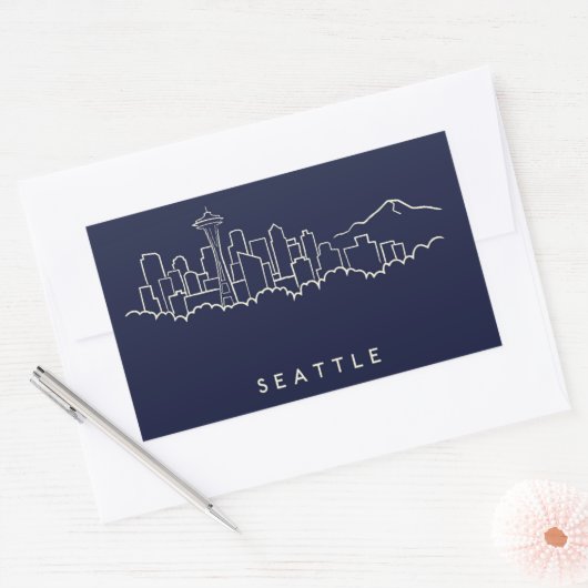 Seattle Skyline Rechthoekige Sticker (Envelop)