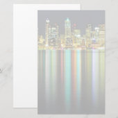 Seattle skyline 's nachts met reflectie briefpapier (Voorkant / Achterkant)