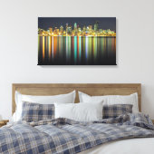 Seattle skyline 's nachts met reflectie canvas afdruk (Insitu (Slaapkamer))
