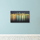 Seattle skyline 's nachts met reflectie canvas afdruk (Insitu (Houten vloer))