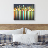 Seattle skyline 's nachts met reflectie canvas afdruk (Insitu (Slaapkamer))