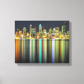 Seattle skyline 's nachts met reflectie canvas afdruk (Voorkant)