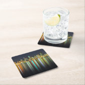 Seattle skyline 's nachts met reflectie kartonnen onderzetters (Insitu)