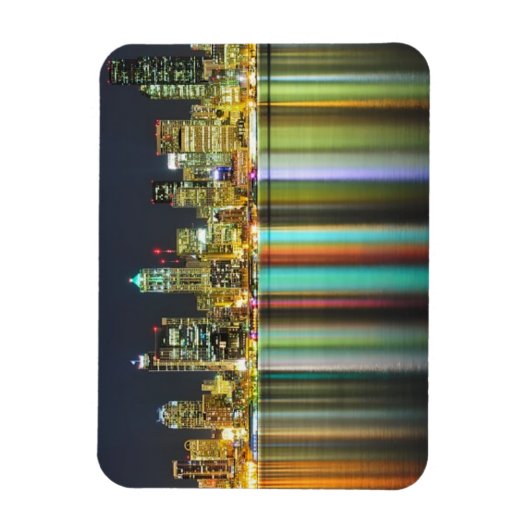 Seattle skyline 's nachts met reflectie magneet (Verticaal)