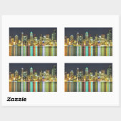 Seattle skyline 's nachts met reflectie rechthoekige sticker (Vel)