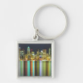 Seattle skyline 's nachts met reflectie sleutelhanger (Voorkant)