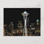 Seattle skyline 's nachts, met Space Needle. Briefkaart (Voorkant)