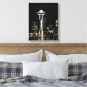 Seattle skyline 's nachts, met Space Needle. Canvas Afdruk (Insitu (Slaapkamer))