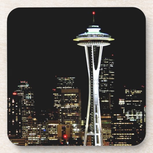Seattle skyline 's nachts, met Space Needle. Drankjes Onderzetter (Voorkant)