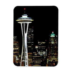 Seattle skyline 's nachts, met Space Needle. Magneet