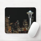 Seattle skyline 's nachts, met Space Needle. Muismat (Met muis)