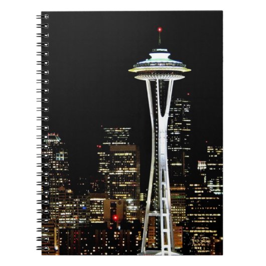 Seattle skyline 's nachts, met Space Needle. Notitieboek (Voorkant)